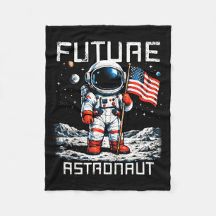 Future Astronaut On The Moon Astronomy Outer Space Fleece Blanket