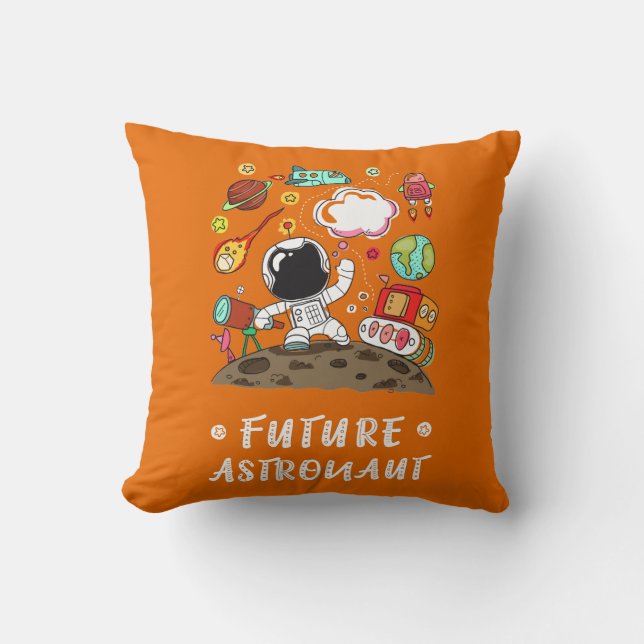 Future Astronaut, Space, Planets, Rocket. Kids Cushion (Front)