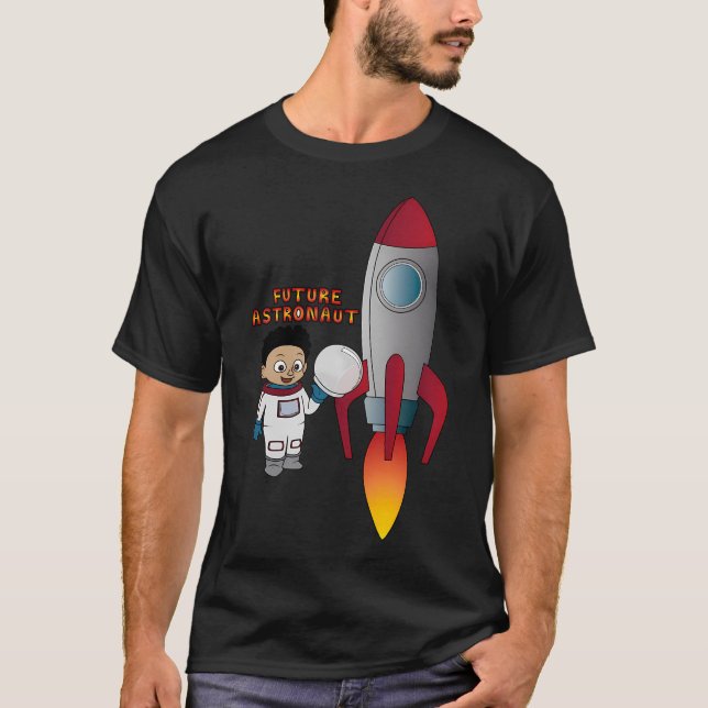 'Future Astronaut' With Rocket (Afro) T-Shirt (Front)