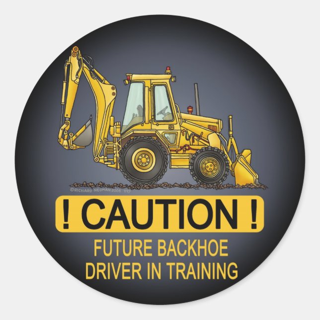 Future Backhoe Driver Kids Sticker (Front)