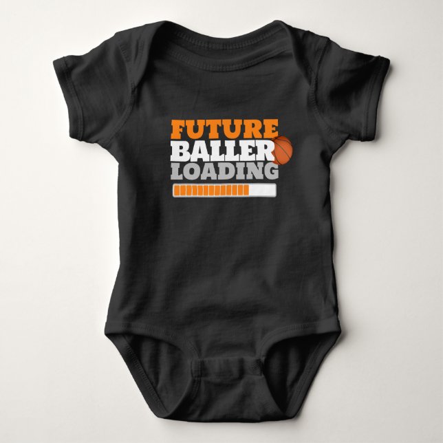 Future Baller Loading Basketball Black T-Shirt Baby Bodysuit (Front)