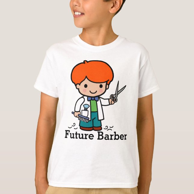 Future Barber / Hairdresser Boy in with Scissors T-Shirt (Front)