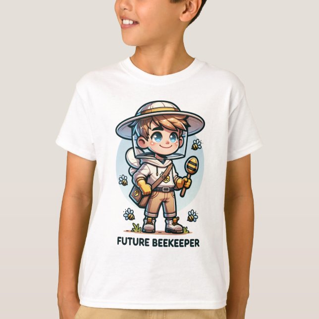 Future Beekeeper Kids T-Shirt - Adorable Cartoon  (Front)