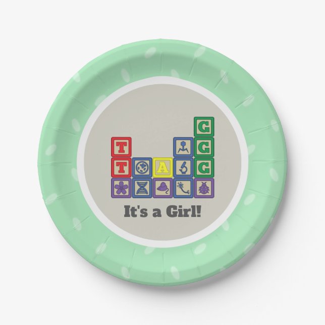 Future Biologist's Blocks Baby Shower Paper Plates (Front)