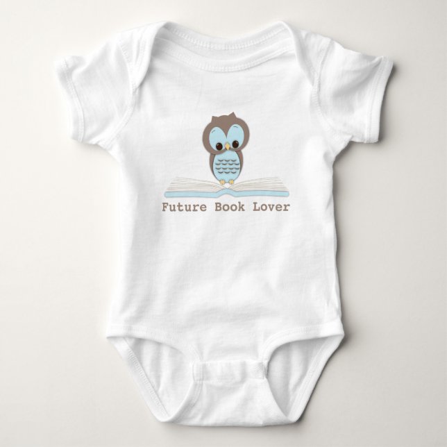 Future Book Lover Baby Boy Cute Owl Shirt (Front)