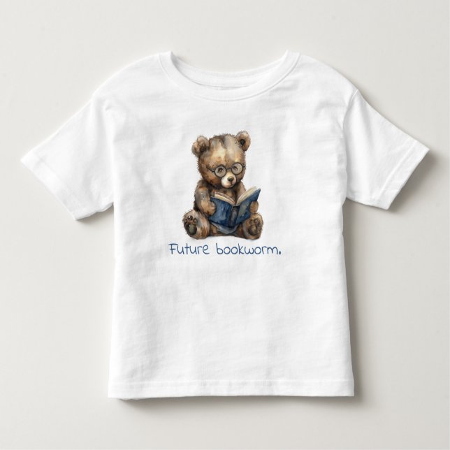 Future Bookworm Bear Reading Baby  Toddler T-Shirt (Front)