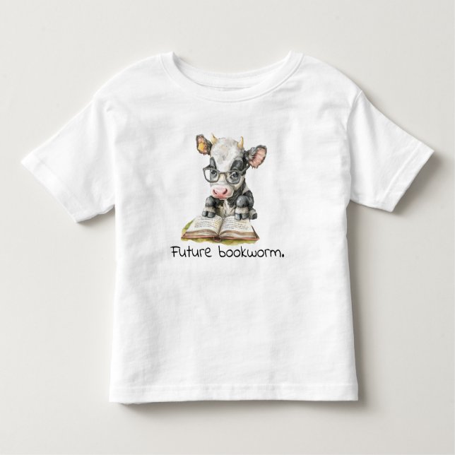 Future Bookworm Cow Reading Baby  Toddler T-Shirt (Front)