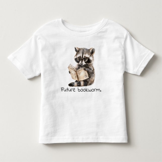 Future Bookworm Racoon Reading Baby  Toddler T-Shirt (Front)