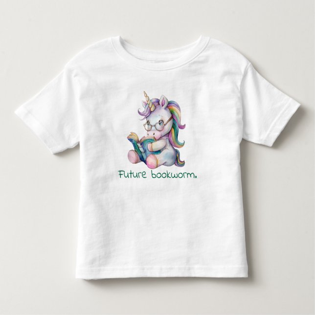 Future Bookworm Unicorn Reading Baby  Toddler T-Shirt (Front)