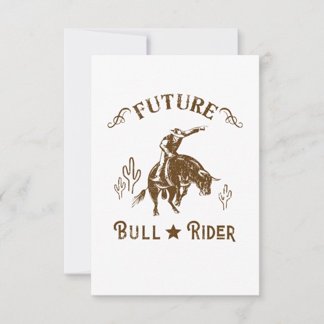 Future Bull Rider Cowboy Western Men RSVP Card (Front)