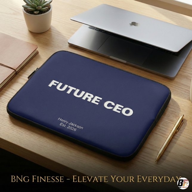 Future CEO | Personalized Name & Year Navy Blue Mo Laptop Sleeve (Creator Uploaded)