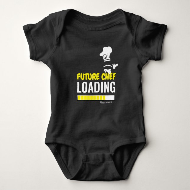 Future Chef Loading Black Funny Personalised Boy Baby Bodysuit (Front)