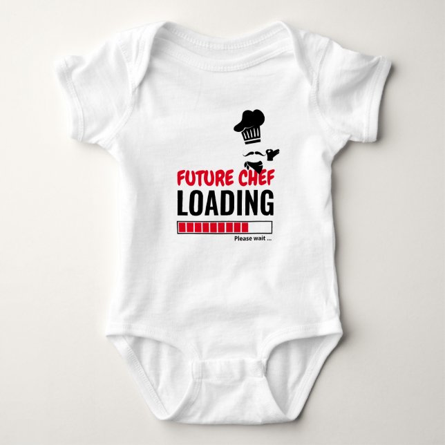 Future Chef Loading Stylish Funny Personalised Boy Baby Bodysuit (Front)