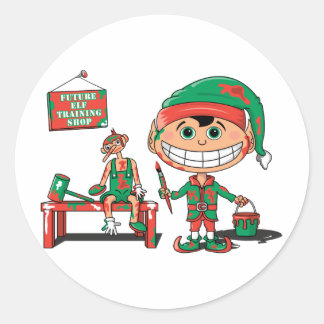Future Christma Elf In Training Classic Round Sticker