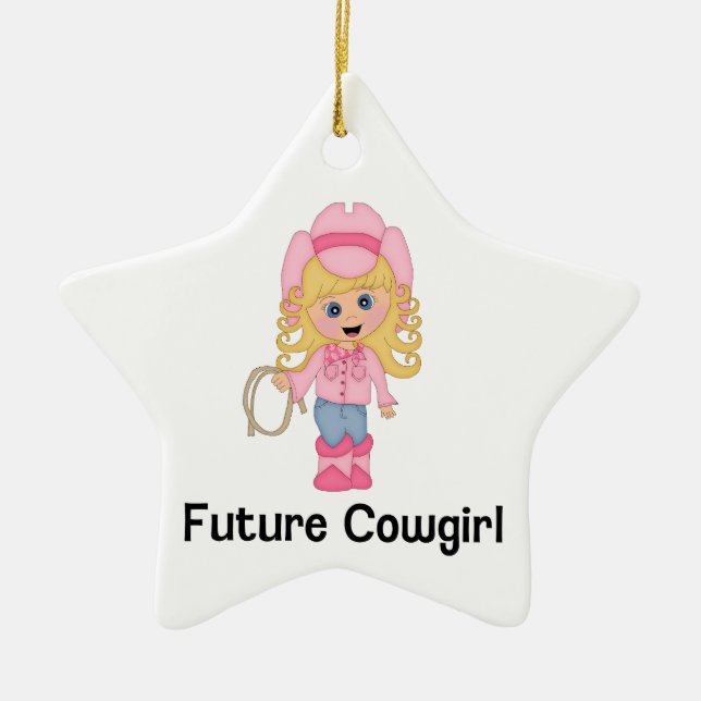Future Cowgirl Ceramic Ornament (Front)
