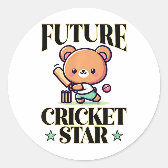 Future Cricket Star  Classic Round Sticker (Front)