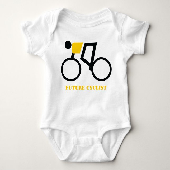 Future cyclist riding his bicycle custom baby bodysuit (Front)