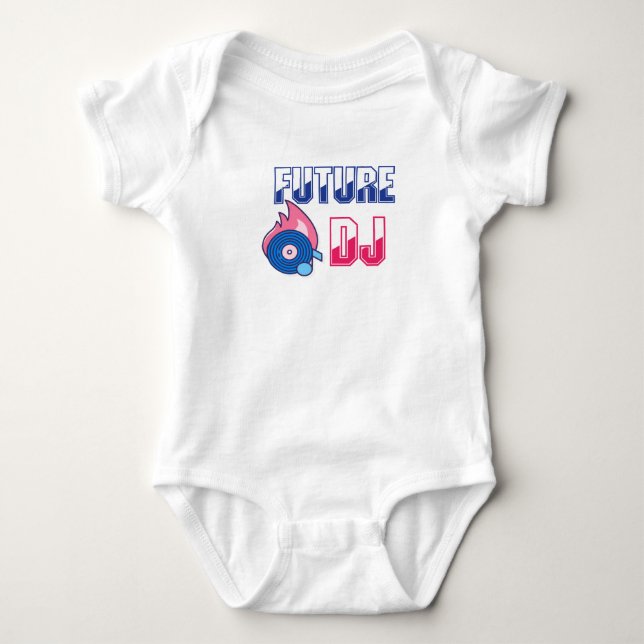 Future D.J. Baby unisex boy girl deejay pink blue Bodysuit (Front)