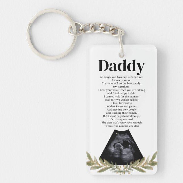 Future Daddy Pregnancy Announcement Bump Poem Key Ring (Front)
