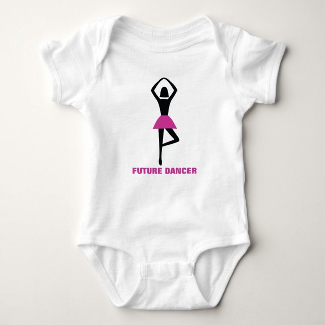 Future dancer, ballerina black, hot pink custom baby bodysuit (Front)