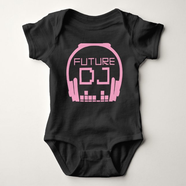 Future DJ Baby Girl Kids Deejay Disc Jockey Pink Baby Bodysuit (Front)