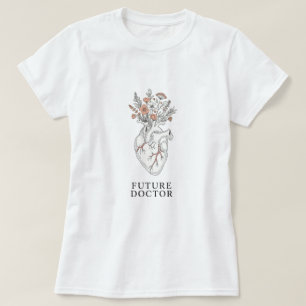 Future Doctor Anatomical Heart with Floral Bouqu T-Shirt