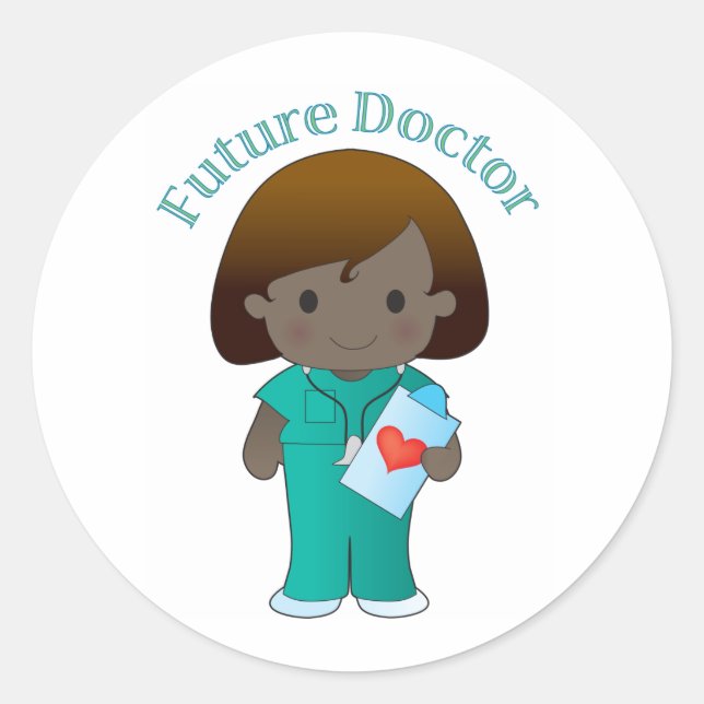 Future Doctor  Girl Classic Round Sticker (Front)