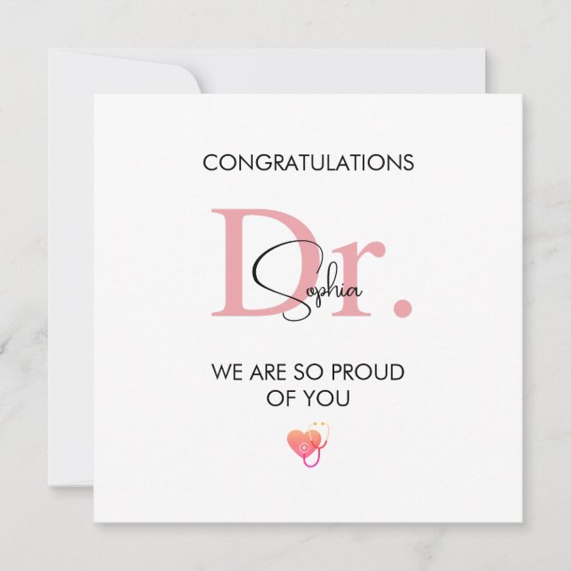 Future Doctor Personalised Name So Proud of You Card (Front)