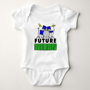 Future Drummer Blue Drum Set Baby Bodysuit