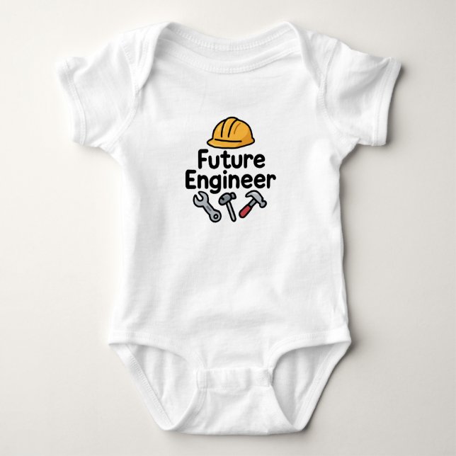 Future Engineer Baby Bodysuit with Hard Hat & Tool (Front)