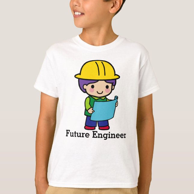 Future Engineer boy in yellow hardhat T-Shirt (Front)