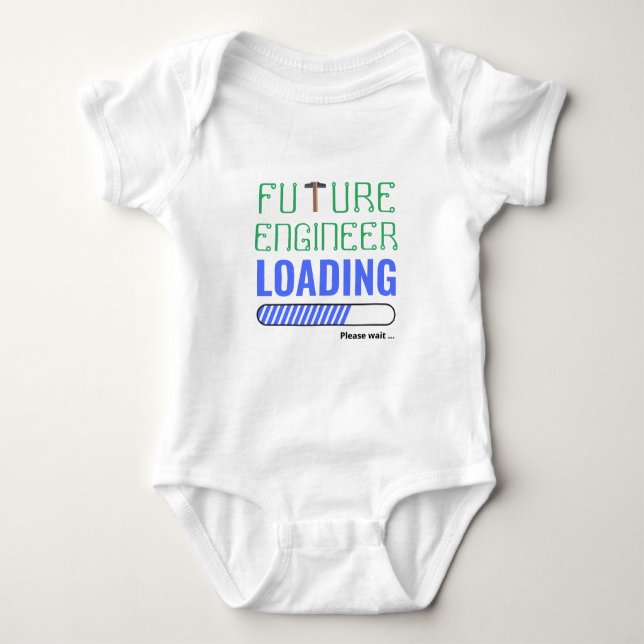 Future Engineer Loading Funny Personalised Unisex Baby Bodysuit (Front)