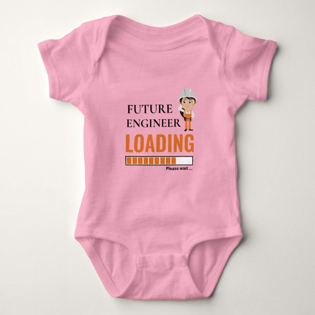 Future Engineer Loading Pink Funny Make Your Own Baby Bodysuit (Front)