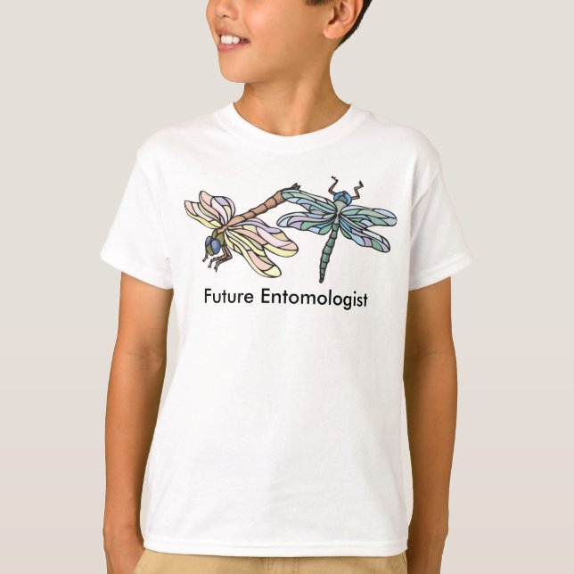 Future Entomologist Peach and Blue Dragonflies T-Shirt (Front)