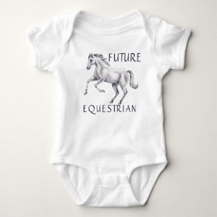 Future equestrian with white horse baby bodysuit