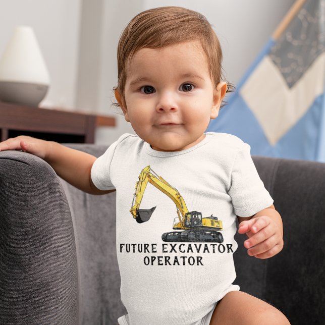 Future Excavator Equipment Operator Yellow Baby Bodysuit (Creator Uploaded)