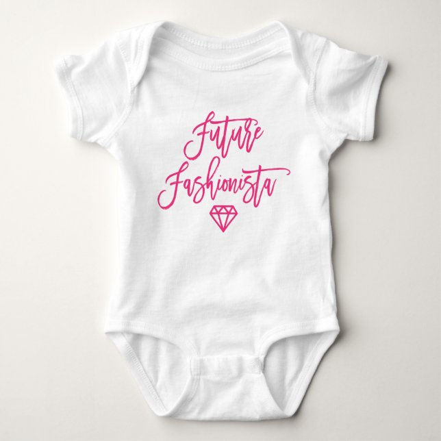 Future Fashionista Diamond | Hot Pink Baby Bodysuit (Front)