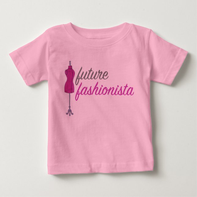 Future Fashionista Pink Fashion Mannequin Sewing Baby T-Shirt (Front)