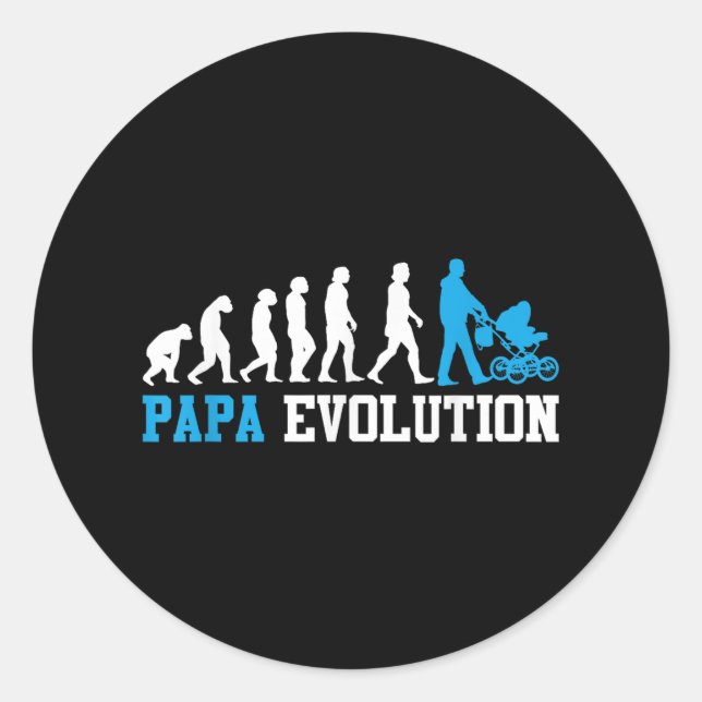 Future Father Papa Evolution Funny Fatherhood  Classic Round Sticker (Front)