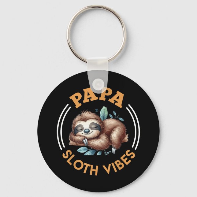 Future Father Papa Sloth Vibes Funny Soon-to-be Da Key Ring (Front)