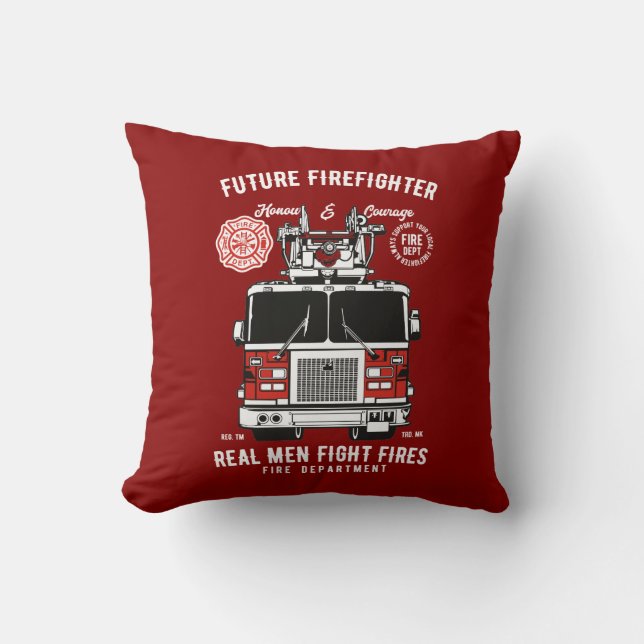 Future Firefighter Boys Gifts Fire Truck Engine Cushion (Front)
