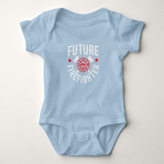 Future firefighter cute baby boy girl fireman bodysuit (Front)