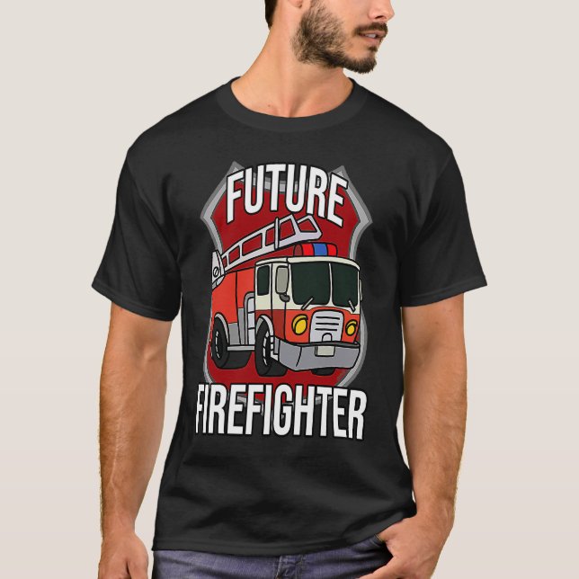 Future Firefighter Fireman Fire Truck Car Kids Boy T-Shirt (Front)