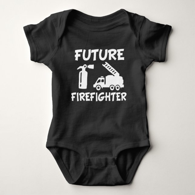 Future Firefighter funny baby bodysuit (Front)