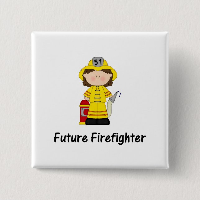 future firefighter (girl) 15 cm square badge (Front)