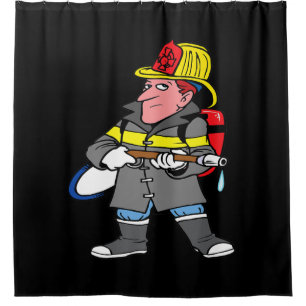 Future Firefighter Hose Jacket & Helmet Rescue Shower Curtain