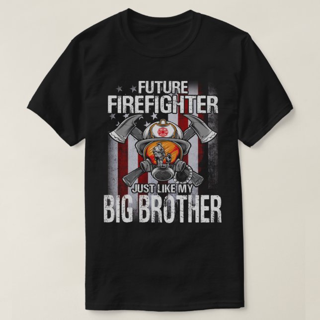 Future Firefighter Like My BIG BROTHER US Flag T-Shirt (Design Front)