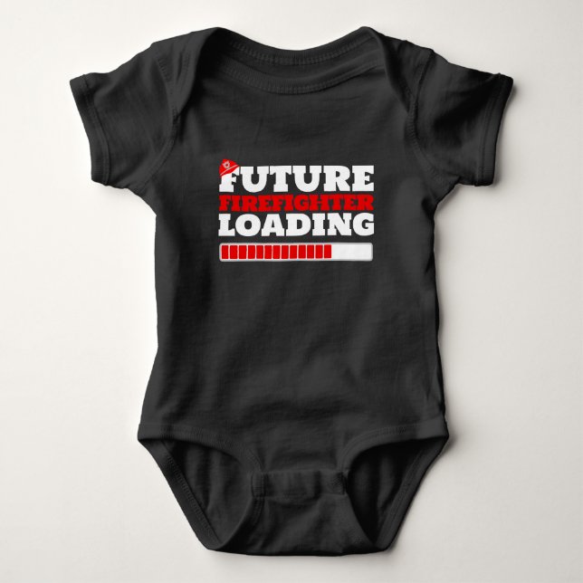 Future Firefighter Loading Black Bodysuit T-shirt (Front)