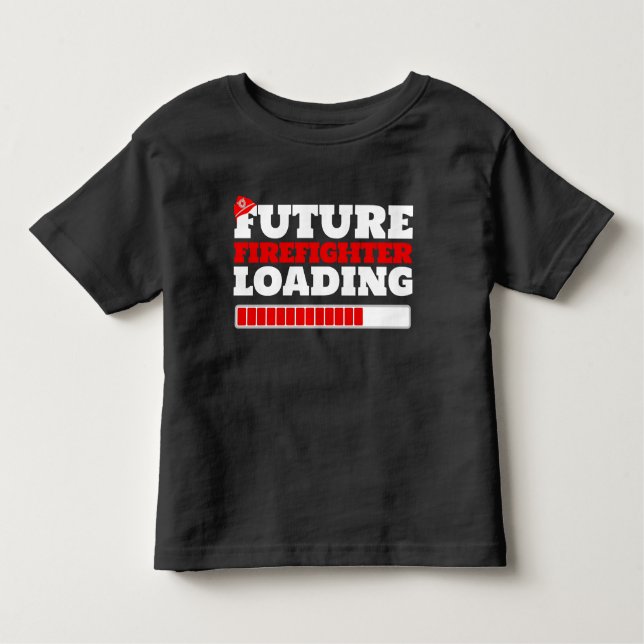 Future Firefighter Loading Kids Black T-shirt (Front)