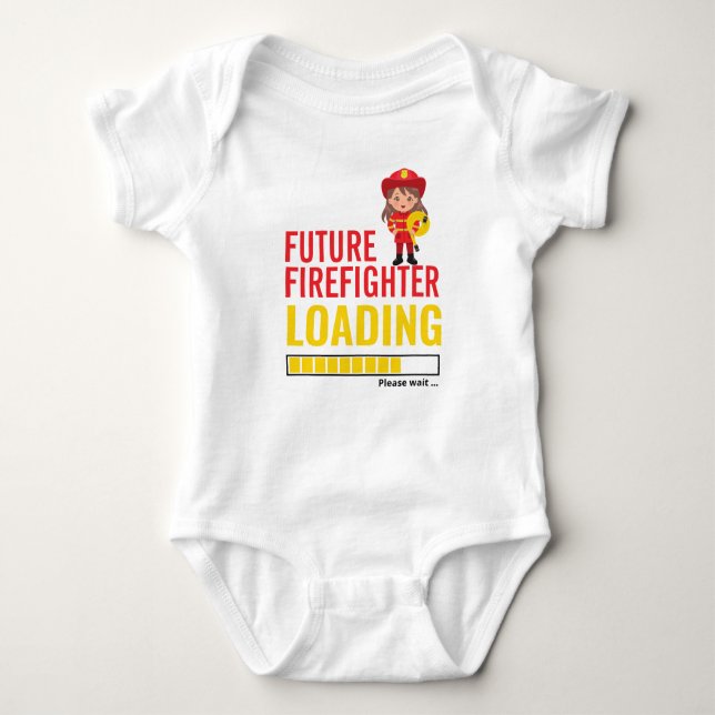 Future Firefighter Loading Modern Personalised Baby Bodysuit (Front)